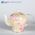 Hot Sale Bonito Amarelo Floral Antique Osso China Tea Set, Chá E Café Definido Da China